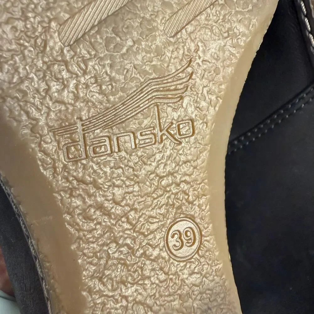 Dansko Black Leather Mary Jane Wedge Shoes Comfortable Casual Size 39 (8.5-9)